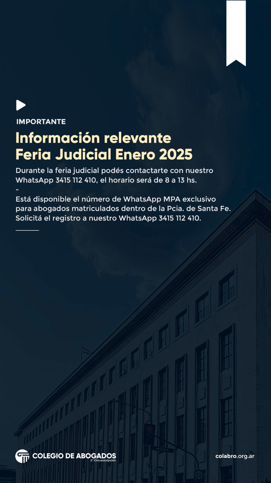 INFORMACION RELEVANTE FERIA JUDICIAL ENERO 2025